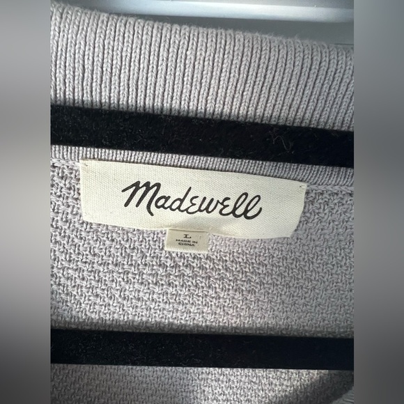 Mens Madewell Textured Cotton-Linen Blend Sweater Polo Size L Steel Dawn - Picture 5 of 6